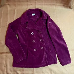 Columbia women’s size large purple fleece pea coat